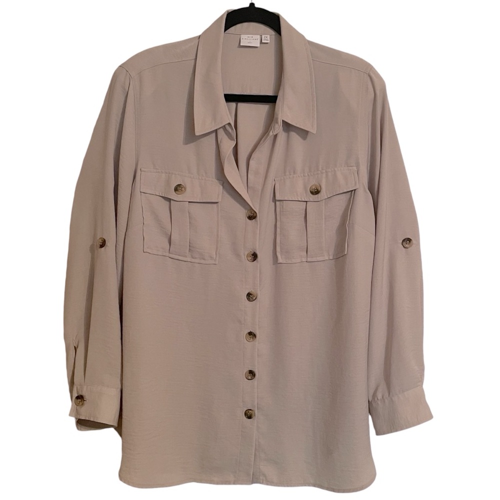 New Directions Long Sleeve Button Down Shirt 2X
